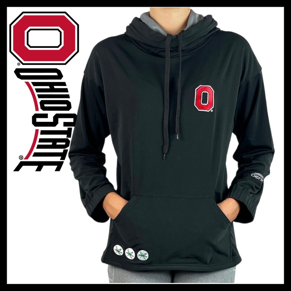 Ohio State University Buckeyes 🍁 Women’s Snorkel Pullover Hoodie Side (M) NEW